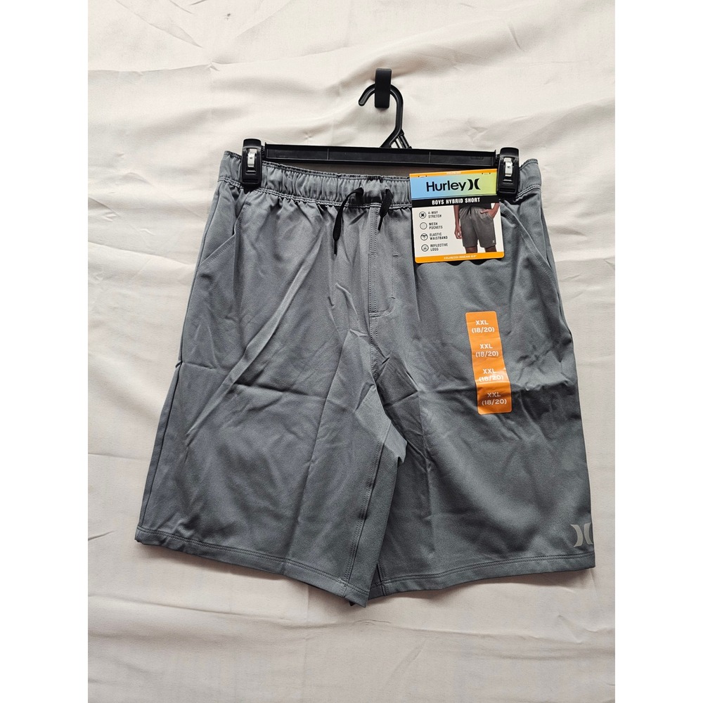 Hurley Boys Hybrid Shorts Gray Polyester Blend Athletic Size XXL 18/20